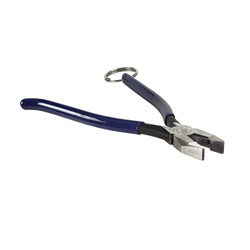 Klein Tools D201-7CSTT Slim Ironworker Pliers with Heavy Duty Knurled Jaws, Induction Hardened Knives, and a Split Tether Ring