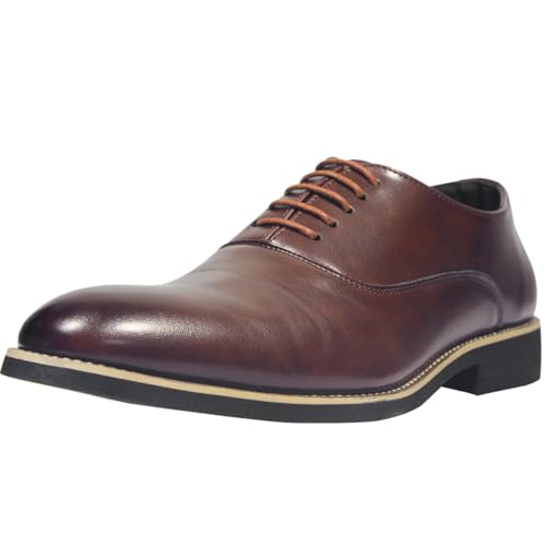 zpllsbratos Chaussure Ville Richelieu en PU Cuir Homme Chaussures Oxfords Derby Bureau Mariage Soirée Costume Habillées Confortable(Marron,43)