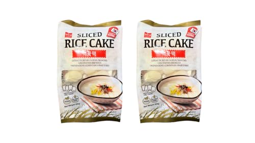 Korean Rice Cake Snacks Wang Korean Rice Cake Tteokbokki Topokki 600g | Gluten Free & Vegan Friendly (PACK 2 Sliced cake - 4packs x 150g)