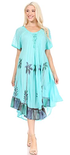 Image of Sakkas Kai Palm Tree Caftan Tank Dress /Cover Up