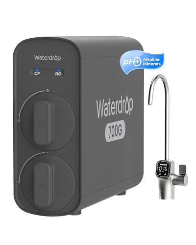 Waterdrop G5P700A Alkaline Mineral pH+ Reverse Osmosis Water Filter, NSF/ANSI 372 Certified, 700G...