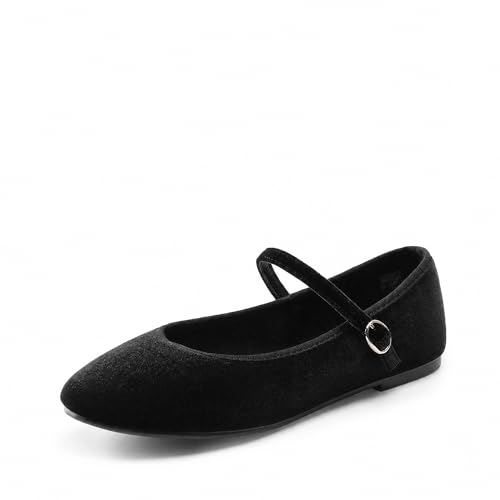 DREAM PAIRS Ballerine Mary Jane da Donna Punta Tonda Comode Eleganti Casual Slip-on da Lavoro Quotidiano Morbide Scarpe Basse,Size 38.5,Nero,SDFA2441W