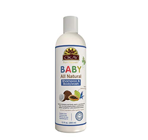 OKAY All Natural Baby Shampoo&Body Wash with Organic Ingredients Helps Gently Cleanse,Nourish,and Soften Baby's Skin And Hair Sulfate,Silicone,Paraben Free For All Skin&Hair Types Made in USA 12 oz