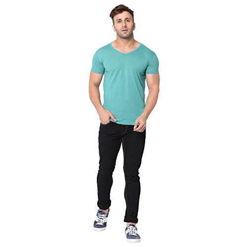 Image of Men's Cotton Blend Half Sleeve V Neck Tshirt