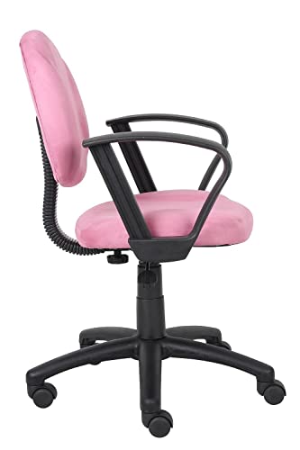 Boss Office Products Perfect Posture Delux Microfiber Task Chair With Loop Arms In Pink #TOP3