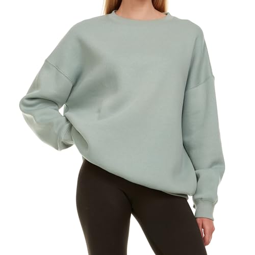 Oversized Sweatshirt for Women – Crewneck Fleece Pullover Sweatshirt Plus Size Included Lt Green