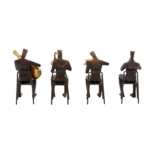 Set de 4 esculturas decorativas músicos en polystone marrón miniatura 3