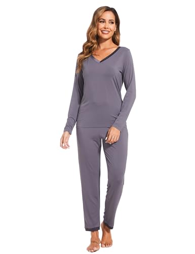 Image of GYS Women's Bamboo Viscose Long Sleeve Pajamas Set
