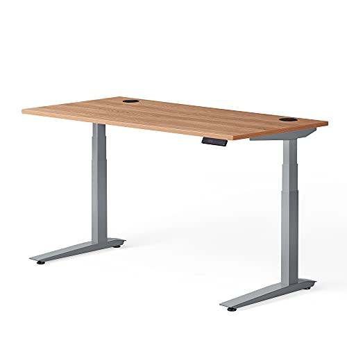 Image of Fully Jarvis Standing Desk 48 inch x 27 inch Oak Laminate Top - Electric Adjustable Desk Height from 23 inch to 43 inch with Memory Preset Controller (Rectangle, Silver Frame)