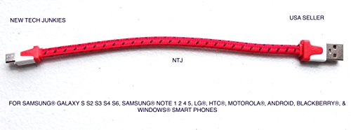 NTJ Short 20cm (8") Flat Woven Charging Data Sync Cable for Micro USB