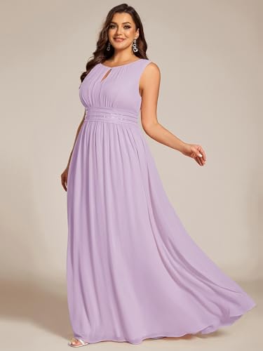 Image of Ever-Pretty Plus Women's Round Neck Sleeveless Empire Waist Maxi Plus Size Formal Gowns Bridesmaid Dresses