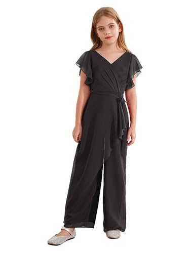 [Manyakai] 女の子のジャンプスーツ キッズ半袖ワイドレッグパンツ ドレッシーなロンパース ウェディング バース