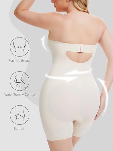 Decorus Strapless Shapewear Bodysuit For Women: Strapless Body Shaper Tummy Control - No Straps Full Body Shapewear With bra2