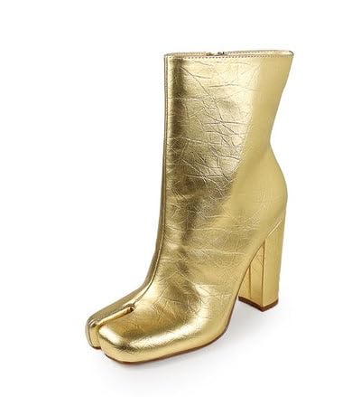 Liliana Mahomes-1 Womens Split Toe Tabi Boots Chunky Block Heel Ankle Booties (Gold, US Footwear Size System, Adult, Women, Numeric, Medium, 8)
