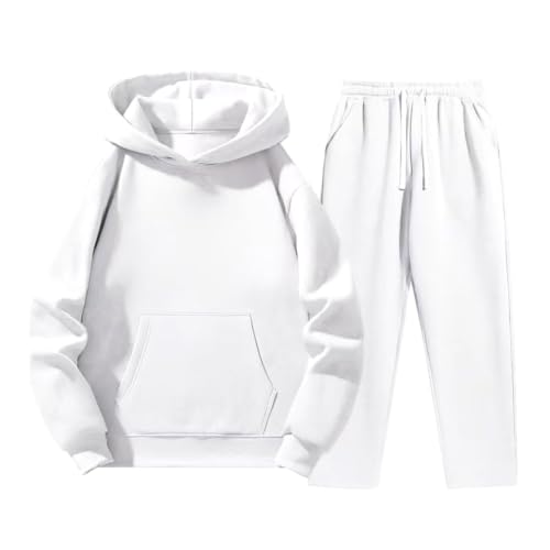Rtdyvyuhb Sweatsuits For Men 2 Piece Track Suit Matching Sets Jogging Casual Comfy 2 Piece Athletic Fall Winter Sport Outfits White Large - image 2