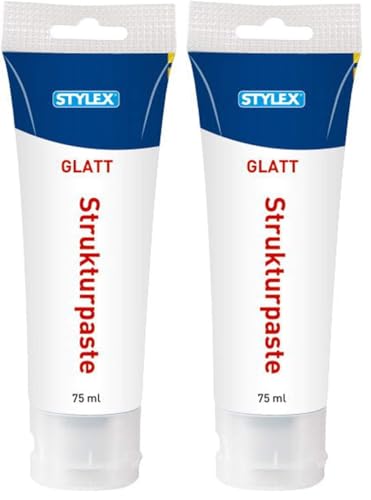 Stylex 28600 Pasta texturizada lisa, sin arena, tubo, seca de color blanco mate y opaco, se puede teñir o pintar para efectos de relieve, Acrílico, 75 ml (Paquete de 2), 75