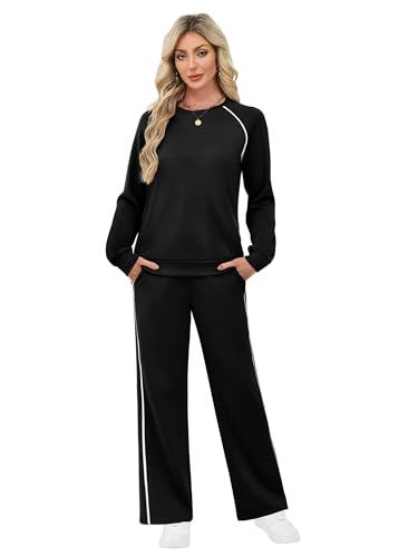 SAMPEEL Women 2 Piece Lounge Sets Sweatsuit Fall Outfits Matching Wide Leg pants Set Tracksuit Trendy Clothes3