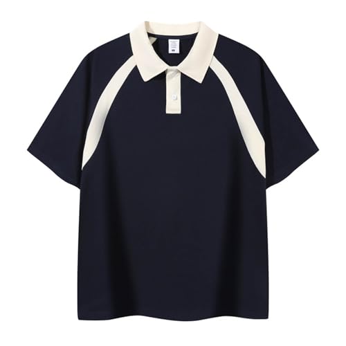 Men's Short Sleeve Shirt Big and Tall Drop Shoulder Button Up Lapel T-Shirt Lightweight Relaxed Fit Casual Classic Basic Tee