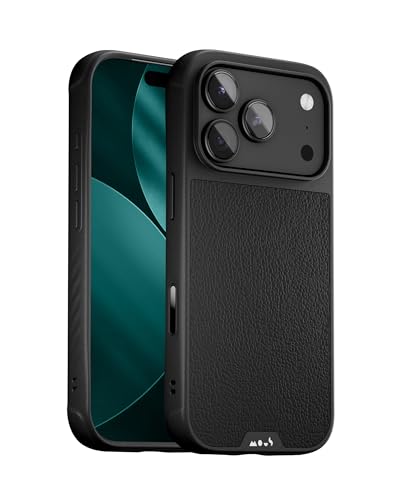 Image of Mous for iPhone 17 Pro Case, Compatible with MagSafe - Limitless - Protective Black Leather Cover for iPhone 17 Pro - Shockproof, Full Camera Protection, Anti-Scratch Back, Black