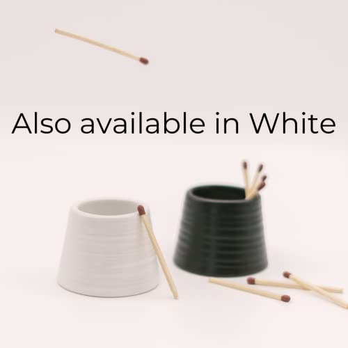 River Birch Candles Set Of 2 Black Ceramic Match Holders With Striker | Birthday, Holiday, Decorative, Gifts | Match Striker Jar For Decor Matches - Matches Not Included #TOP5