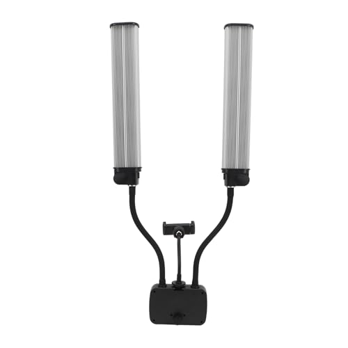 POENVFPO Double Arms LED Video Light, Adjustable Color Temperature 45W 3000K to 6500K USB Flexible Double Arms LED Fill Light with Phone Holder (US Plug)