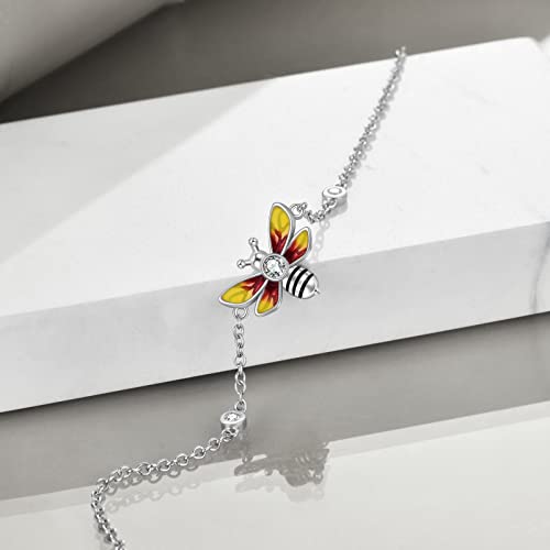 Image of YAFEINI Anklet Bracelets for Women Girls Sterling Silver Hummingbird /Dragonfly /Butterfly Link Chain Anklets Jewelry Gifts