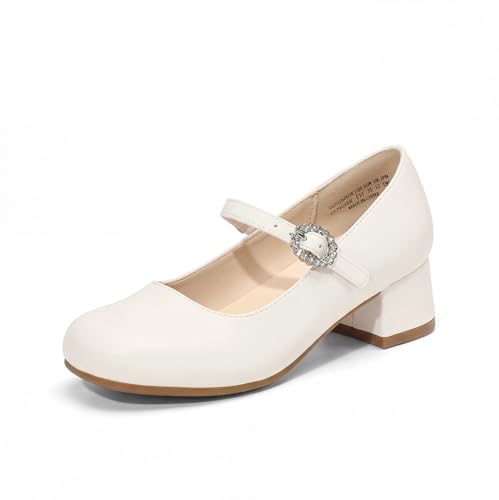 DREAM PAIRS Chaussures Fille Mary Jane Bout Carré Petit Talon Ballerines Confortables Soutien de Voûte Chaussures Habillées Soirée Mariage Princesse,Size...