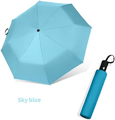 SIEPASA Windproof Travel Umbrella-Automatic Compact Folding Umbrellas for Rain, Travel Umbrella, Small Portable Windproof Umbrellas for Men Women Teenage (Light Blue)