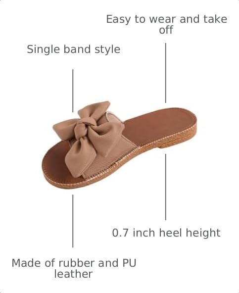 Image of Verdusa Women's Bow Flat Sandals Leather Open Toe Flats Summer Vacation Shoes Beach Sandals Outdoor Slippers
