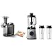 Philips HR1949/20 Slow Juicer, Entsafter für kaltes Pressen, edelstahl & HR3655/00 Standmixer (1400 Watt, ProBlend 6 3D Technologie, 2 Liter Glasbehälter, 2x Trinkbecher) edelstahl