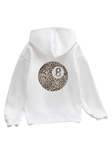 Floerns Girl's Cheetah Hooded Sweatshirts Number Print Long Sleeve Pullover