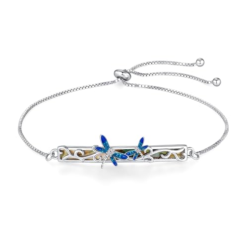 Image of Dragonfly Bracelet 925 Sterling Silver Butterfly Bracelet Adjustable Celtic Moon Bracelet Irish Celtic Jewelry Gifts for Women