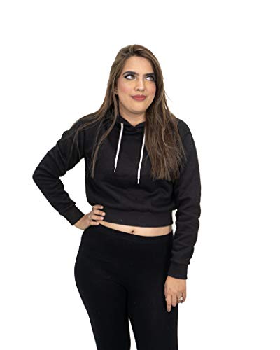 Womens Plain Crop Top Hoodies Black #TOP4
