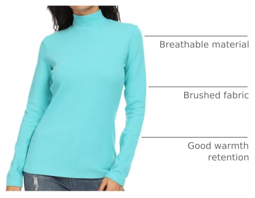 Image of Women's Cotton Mock Turtleneck Long Sleeve Basic Thermal Top
