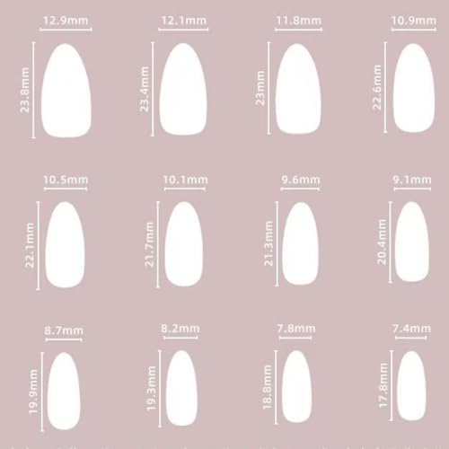 Image of Pink Chrome Press on Nails Ombre Fake Nails Medium Almond False Nails with Design Glossy Full Cover Glue on Nails Artificial Acrylic Stick on Nails for Women Girls Spring Summer Nail Decoration 24Pcs