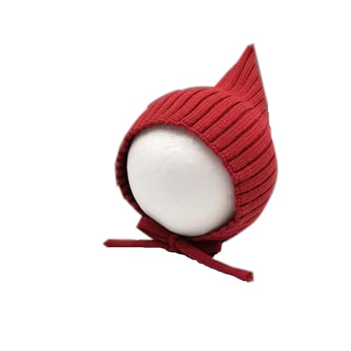Infant Baby Knit Beanie Hat,Cute Soft Cotton Solid Color Cat Ears Baby Hat with Chin Strap Warm Winter Cap for Girls Boys