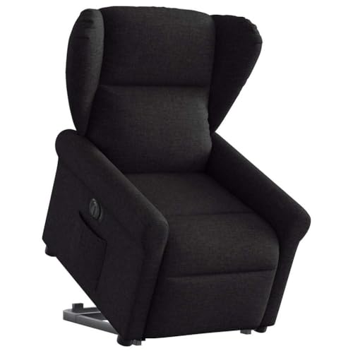 Mimdixy Sillón de masaje para TV, sillón tapizado, sillón de relax con ayuda para levantarse, tela negra eléctrica, para sala de estar y dormitorio, instalación rápida