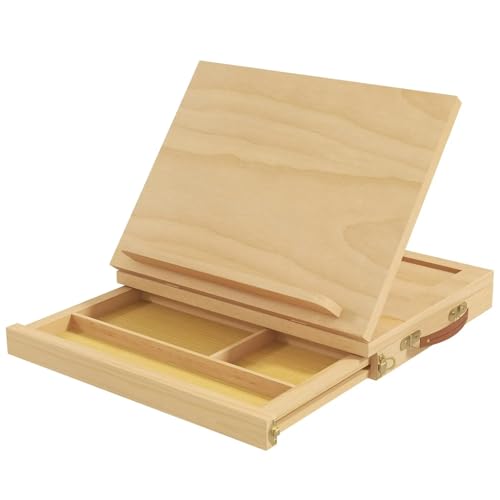 Caballete de mesa portátil madera con almacenamiento, caballete artista plegable for pintar y dibujar Maletín de pintura