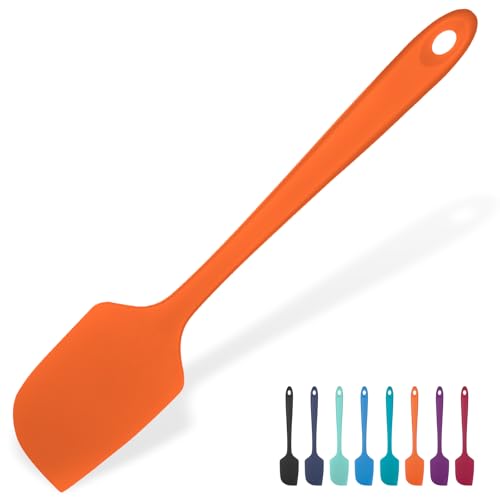 315℃ Hitzebeständiger Großer Silikon Spatel: U-Taste Antihaft Flexibler Nahtloser Teigschaber, Backen Kochen Silikon Küchenutensilien mit Nylonkern zum Mischen Rühren Schaben (29cm, Orange)
