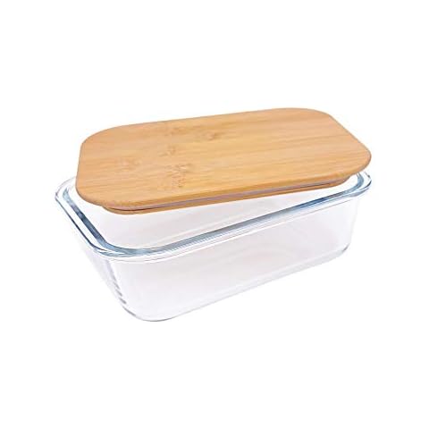 Steuber 370ml Glass Storage Container with Bamboo Lid Cover