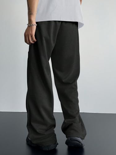 ZAFUL Mens Wide Leg Joggers Sweatpants Drawstring Solid Color Loose Fit Pockets Flare Leg Casual Pants2