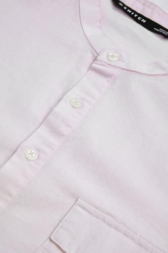 Image of SNITCH Men Casual Kurta Shirt | Regular Fit Full Sleeve Mandarin Collar Solid Pattern | Premium Cotton Linen Blend & Breathable Fabric for Festive Season & Holiday Wear