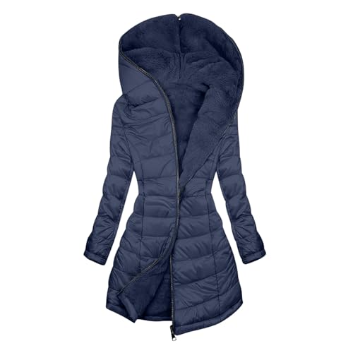 Manteau matelassé pour femme long et chaud avec une capuche doublée polaire NZYIHAO