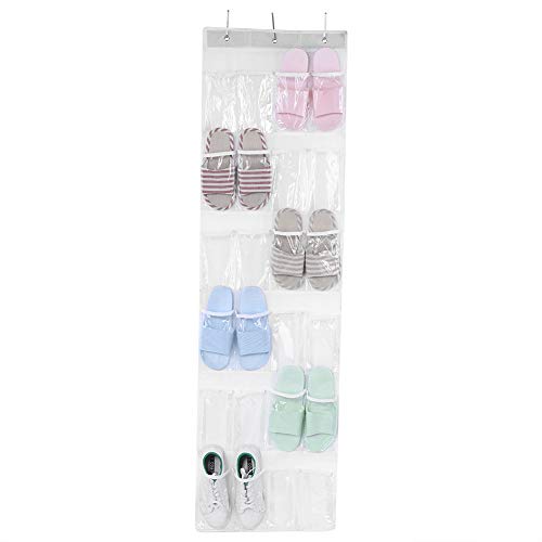 Ymiko Shoe, Hanging Shoe with Large Capacity 24 Pockets Hanging Transparent Shoes Bags Over The Door for Door, Cabinets and Other Places