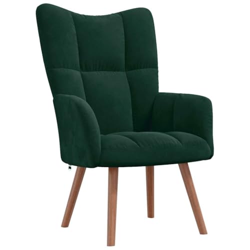 vidaXL Chaise de Relaxation Fauteuil de Détente Siège de Relaxation Chaise de Détente Salon Salle de Séjour Intérieur Vert Foncé Velours