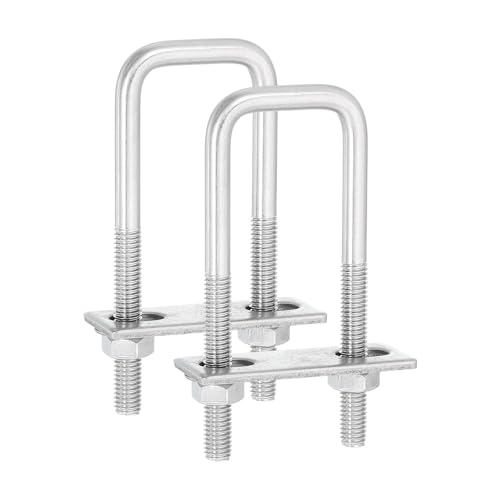 uxcell 2Sets 304 Stainless Steel Square U-Bolts, 1.26" (32mm) Inner Width 3.94" (100mm) Length M8 with Nuts, Frame Plate, Gasket for Automobiles Trailer, Ski Boat, Fishing Boat, Pipelines