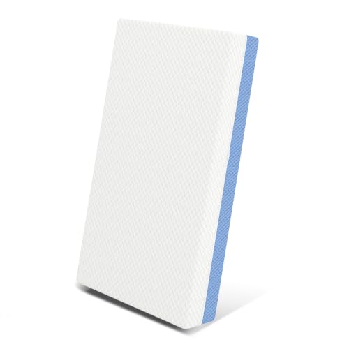 Image of 5 inchx 27.5 inchx52 inch Mattress, 2-Stage Dual-Sided Mattress with Waterproof&Removable Cover, Odorless & Noiseless Glue Free, 2 Independent Foam Layers, Pure White & Blue
