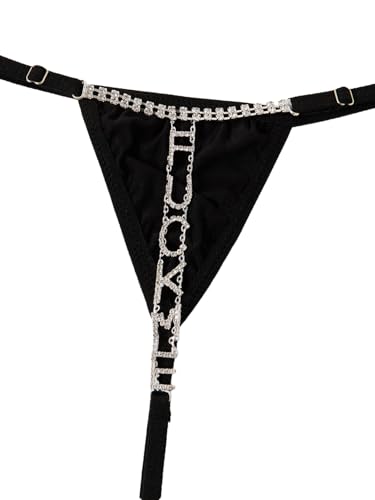 Image of RoseSeek Women's Sparkling Butterfly Chain Underwear Low Rise Cheeky G String Panty