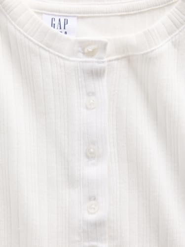 Image of Gap Girls' Long Sleeve Ribbed Henley Top Shirt