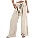 Akklian Wide Leg Palazzo Pants Womens Summer High Waist Flowy Loose Casual Trousers Fashion Beach Travel Vacation Outfits Beige